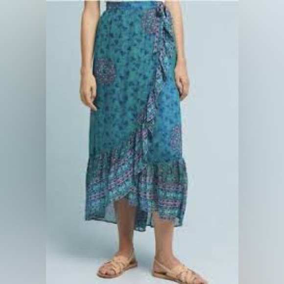 Anthropologie Dresses & Skirts - ANTHROPOLOGIE Akemi & Kin Blue Floral Boho Wrap Skirt